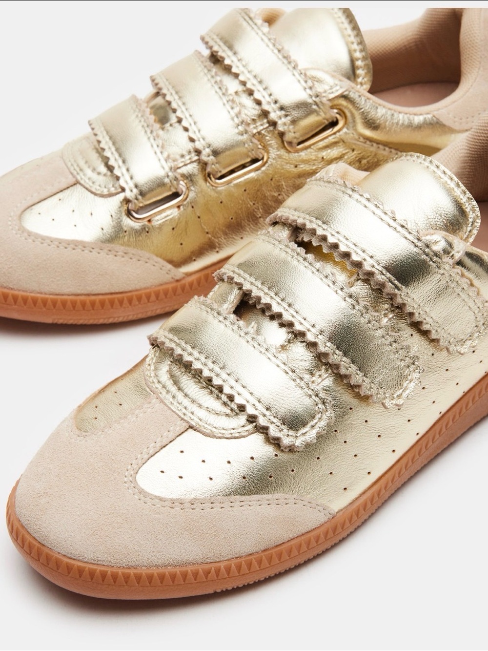 Steve Madden Momentum Gold Metallic Velcro Sneakers Size 7.5